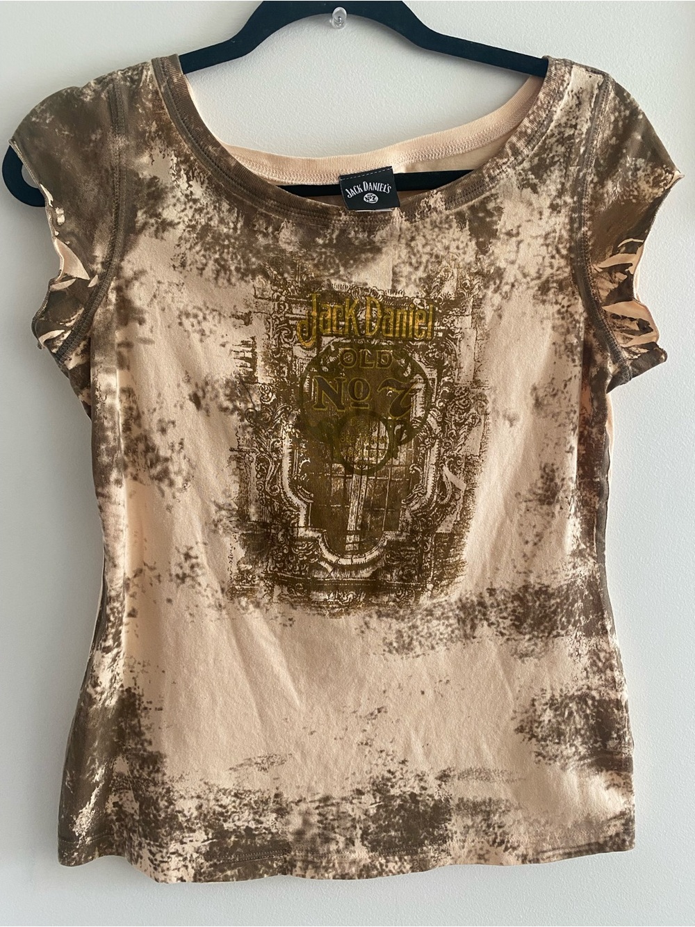 YK2 Jack Daniels Brown and Cream Short Sleeve Logo Tee